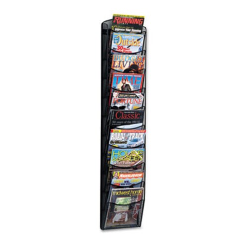 Safco® Onyx Mesh Literature Rack, Ten Compartments, 10.25w x 3.5d x 50.75h, Black Item: SAF5579BL