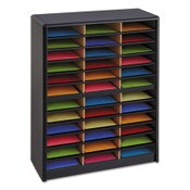 Safco® Steel/Fiberboard Literature Sorter, 36 Compartments, 32.25 x 13.5 x 38, Black Item: SAF7121BL