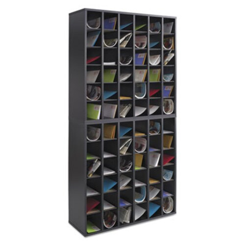 Safco® Wood Mail Sorter with Adjustable Dividers, Stackable, 36 Compartments, 33.75 x 12 x 32.75, Black Item: SAF7766BL