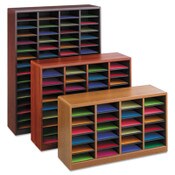 Safco® Wood/Fiberboard E-Z Stor Sorter, 24 Sections, 40 x 11 3/4 x 23, Cherry Item: SAF9311CY