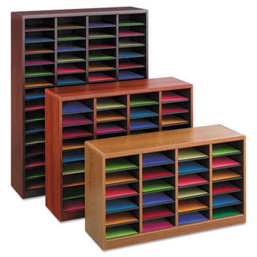 Safco® Wood/Fiberboard E-Z Stor Sorter, 24 Sections, 40 x 11 3/4 x 23, Cherry Item: SAF9311CY