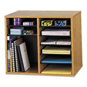 Safco® Wood/Fiberboard Literature Sorter, 12 Compartments, 19.63 x 11.88 x 16.13, Oak Item: SAF9420MO