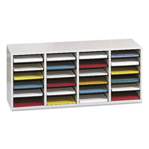 Safco® Wood/Laminate Literature Sorter, 24 Compartments, 39.25 x 11.75 x 16.38, Gray Item: SAF9423GR