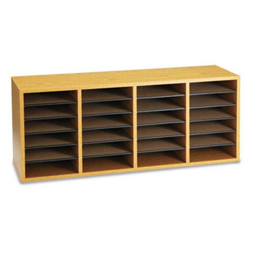 Safco® Wood/Laminate Sorter, 24 Compartments, 39.25 x 11.75 x 16.25, Medium Oak Item: SAF9423MO