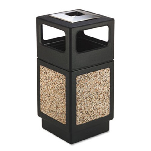 Safco® Canmeleon Ash/Trash Receptacle, Square, Aggregate/Polyethylene, 38 gal, Black Item: SAF9473NC