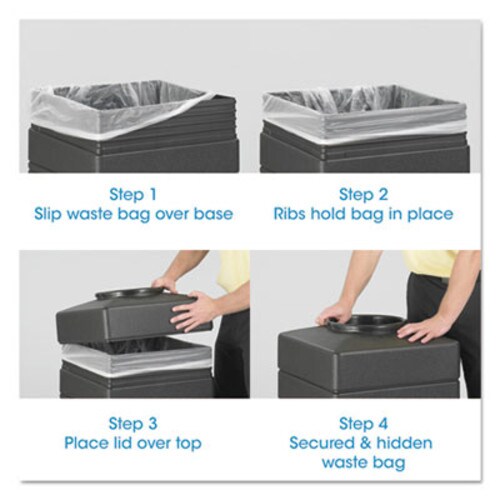 Safco® Canmeleon Recessed Panel Receptacles, Side-Open, 38 gal, Polyethylene, Black Item: SAF9476BL