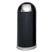 Safco® Dome Top Receptacle with Spring-Loaded Door, 15 gal, Steel, Black Item: SAF9636BL