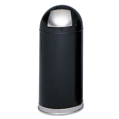 Safco® Dome Top Receptacle with Spring-Loaded Door, 15 gal, Steel, Black Item: SAF9636BL