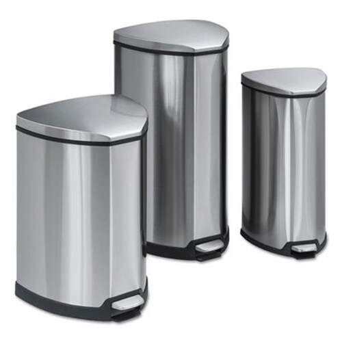 Safco® Step-On Receptacle, 4 gal, Stainless Steel, Chrome/Black Item: SAF9685SS