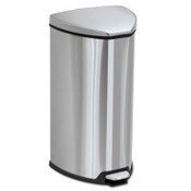 Safco® Step-On Waste Receptacle, Triangular, Stainless Steel, 7 gal, Chrome/Black Item: SAF9686SS