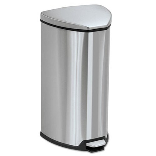 Safco® Step-On Waste Receptacle, Triangular, Stainless Steel, 7 gal, Chrome/Black Item: SAF9686SS