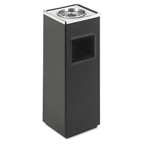 Safco® Square Ash 'N' Trash Sandless Urn, 3 gal, Stainless Steel, Black Item: SAF9696BL