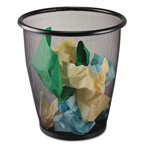 Safco® Onyx Round Mesh Wastebaskets, 5 gal, Steel Mesh, Black Item: SAF9717BL