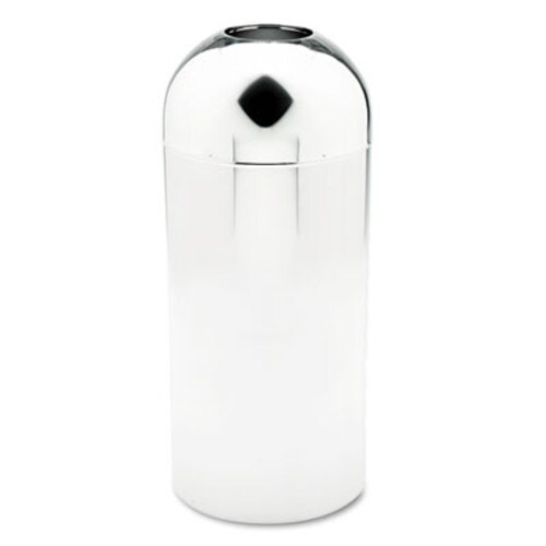 Safco® Reflections Open-Top Dome Receptacle, Round, Steel, 15 gal, Chrome Item: SAF9875