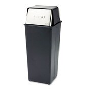 Safco® Reflections Push Top Square Receptacle, Steel, 21 gal, Black/Chrome Item: SAF9893