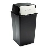 Safco® Reflections Push Top Square Receptacle, 36 gal, Steel, Black/Chrome Item: SAF9895