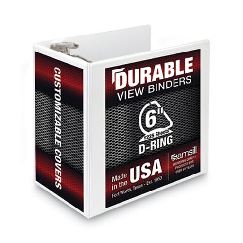 Samsill® Nonstick D-Ring View Binder, 3 Rings, 6" Capacity, 11 x 8.5, White Item: SAM16427