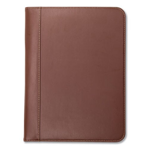 Samsill® Contrast Stitch Leather Padfolio, 8 1/2 x 11, Leather, Tan Item: SAM71716