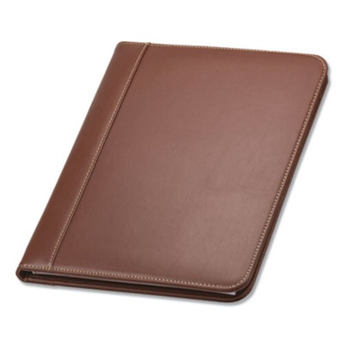 Samsill® Contrast Stitch Leather Padfolio, 8 1/2 x 11, Leather, Tan Item: SAM71716
