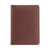 Samsill® Contrast Stitch Leather Padfolio, 6.25w x 8.75h, Open Style, Brown Item: SAM71736