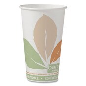 SOLO® Bare Eco-Forward PLA Paper Hot Cups, 16 oz, Leaf Design, White/Green/Orange, 1,000/Carton Item: SCC316PLABB