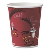 SOLO® Paper Hot Drink Cups in Bistro Design, 10 oz, Maroon, 50/Pack Item: SCC370SIPK