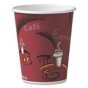SOLO® Paper Hot Drink Cups in Bistro Design, 10 oz, Maroon, 1,000/Carton Item: SCC370SI