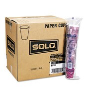 SOLO® Paper Hot Drink Cups in Bistro Design, 12 oz, Maroon, 50/Bag, 20 Bags/Carton Item: SCC412SIN