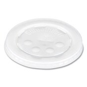SOLO® Polystyrene Plastic Flat Straw-Slot Cold Cup Lids, Fits 12 oz to 24 oz Cups, Translucent, 125/Pack, 16 Packs/Carton Item: SCCL16BL
