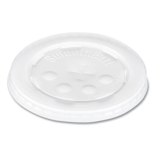 SOLO® Polystyrene Plastic Flat Straw-Slot Cold Cup Lids, Fits 12 oz to 24 oz Cups, Translucent, 125/Pack, 16 Packs/Carton Item: SCCL16BL