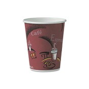 SOLO® Paper Hot Drink Cups in Bistro Design, 10 oz, Maroon, 300/Carton Item: SCCOF10BI0041