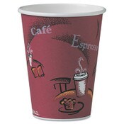 SOLO® Paper Hot Drink Cups in Bistro Design, 12 oz, Maroon, 300/Carton Item: SCCOF12BI0041