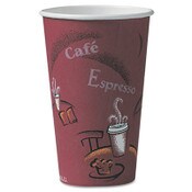 SOLO® Paper Hot Drink Cups in Bistro Design, 16 oz, Maroon, 300/Carton Item: SCCOF16BI0041