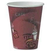 SOLO® Paper Hot Drink Cups in Bistro Design, 8 oz, Maroon, 500/Carton Item: SCCOF8BI0041