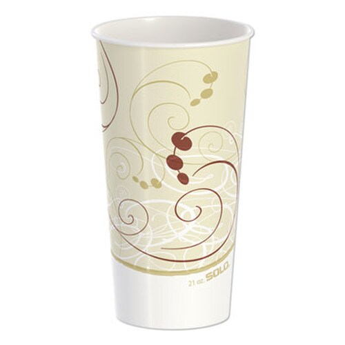 SOLO® Double Sided Poly Paper Cold Cups, 21 oz, Symphony Design, Tan/Maroon/White, 50/Pack, 20 Packs/Carton Item: SCCRNP21PSYM