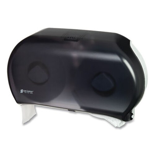 San Jamar® Twin 9" Jumbo Tissue Dispenser, Classic, 19 x 5.25 x 12, Transparent Black Pearl Item: SJMR4000TBK