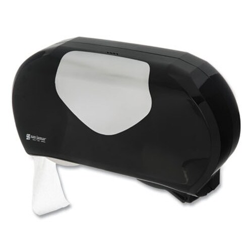 San Jamar® Twin 9" Jumbo Bath Tissue Dispenser, Summit, 20.07 x 5.88 x 11.9, Black/Faux Stainless Steel Item: SJMR4070BKSS