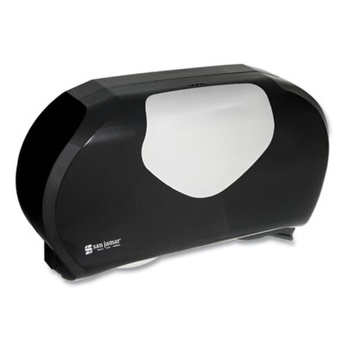 San Jamar® Twin 9" Jumbo Bath Tissue Dispenser, Summit, 20.07 x 5.88 x 11.9, Black/Faux Stainless Steel Item: SJMR4070BKSS
