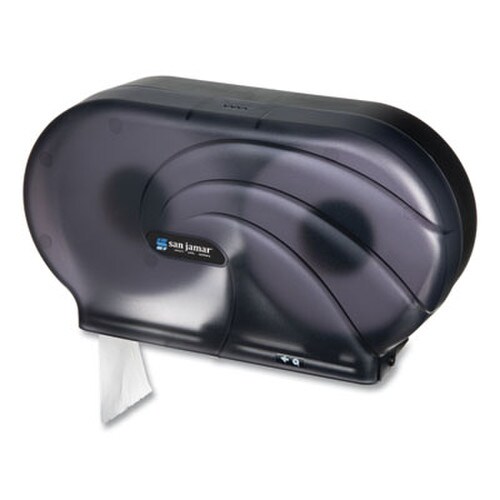 San Jamar® Twin 9" JBT Toilet Tissue Dispenser, Oceans, 19 x 5.25 x 12, Transparent Black Pearl Item: SJMR4090TBK