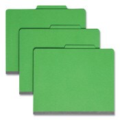 Smead Top Tab Classification Folders, Four SafeSHIELD Fasteners, 2" Expansion, 1 Divider, Letter Size, Green Exterior, 10/Box Item: SMD13702