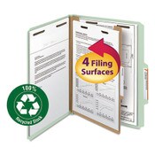 Smead Recycled Pressboard Classification Folders, 2" Expansion, 1 Divider, 4 Fasteners, Letter Size, Gray-Green, 10/Box Item: SMD13723
