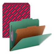 Smead Four-Section Pressboard Top Tab Classification Folders, Four SafeSHIELD Fasteners, 1 Divider, Letter Size, Green, 10/Box Item: SMD13733