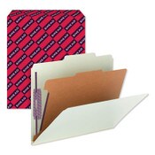 Smead Pressboard Classification Folders, Four SafeSHIELD Fasteners, 2/5-Cut Tabs, 1 Divider, Letter Size, Gray-Green, 10/Box Item: SMD13776