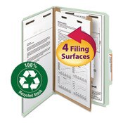Smead Recycled Pressboard Classification Folders, 2" Expansion, 1 Divider, 4 Fasteners, Legal Size, Gray-Green, 10/Box Item: SMD18722