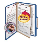 Smead Four-Section Pressboard Top Tab Classification Folders, Four SafeSHIELD Fasteners, 1 Divider, Legal Size, Dark Blue, 10/Box Item: SMD18732
