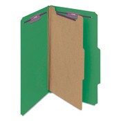 Smead Four-Section Pressboard Top Tab Classification Folders, Four SafeSHIELD Fasteners, 1 Divider, Legal Size, Green, 10/Box Item: SMD18733