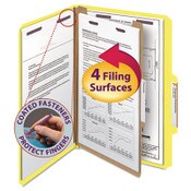 Smead Four-Section Pressboard Top Tab Classification Folders, Four SafeSHIELD Fasteners, 1 Divider, Legal Size, Yellow, 10/Box Item: SMD18734