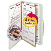 Smead Pressboard Classification Folders, Four SafeSHIELD Fasteners, 2/5-Cut Tabs, 1 Divider, Legal Size, Gray-Green, 10/Box Item: SMD18776