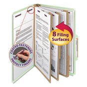 Smead Pressboard Classification Folders, Eight SafeSHIELD Fasteners, 2/5-Cut Tabs, 3 Dividers, Legal Size, Gray-Green, 10/Box Item: SMD19091
