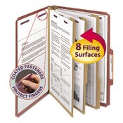Smead Pressboard Classification Folders, Eight SafeSHIELD Fasteners, 2/5-Cut Tabs, 3 Dividers, Legal Size, Red, 10/Box Item: SMD19092